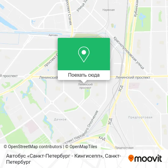 Карта Автобус «Санкт-Петербург - Кингисепп»
