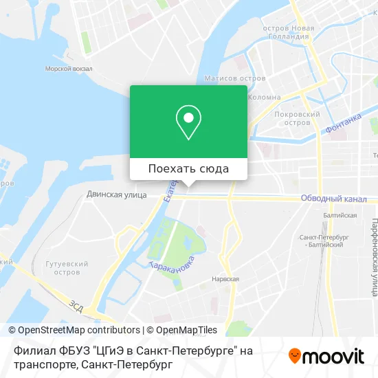 Карта Филиал ФБУЗ "ЦГиЭ в Санкт-Петербурге" на транспорте