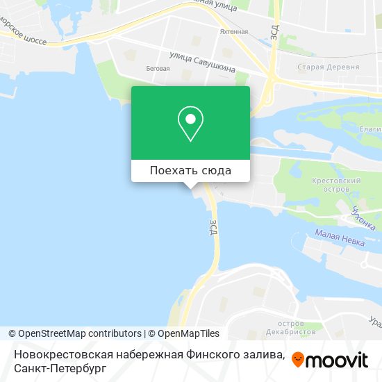 Карта Новокрестовская набережная Финского залива
