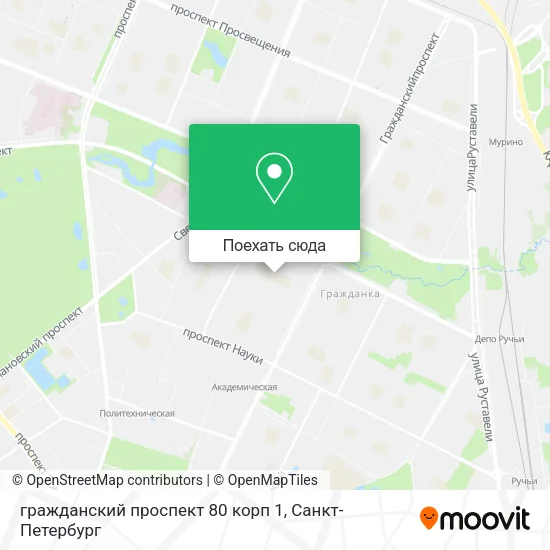 Карта гражданский проспект 80 корп 1
