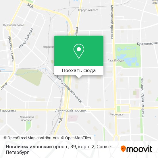 Карта Новоизмайловский просп., 39, корп. 2