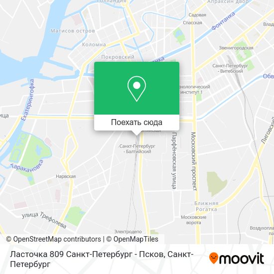 Карта Ласточка 809 Санкт-Петербург - Псков