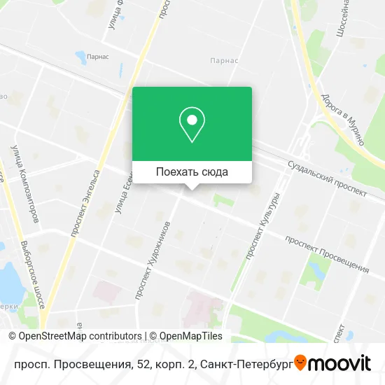 Карта просп. Просвещения, 52, корп. 2