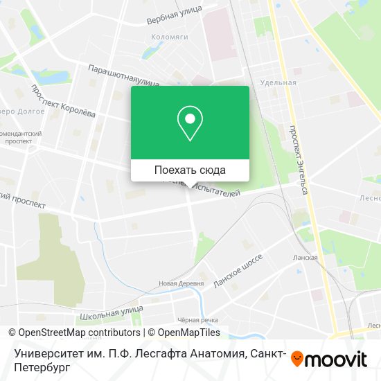 Карта Университет им. П.Ф. Лесгафта Анатомия