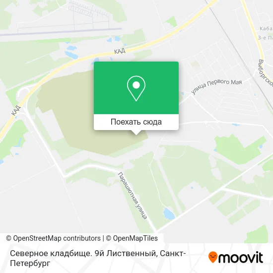 Карта Северное кладбище. 9й Лиственный