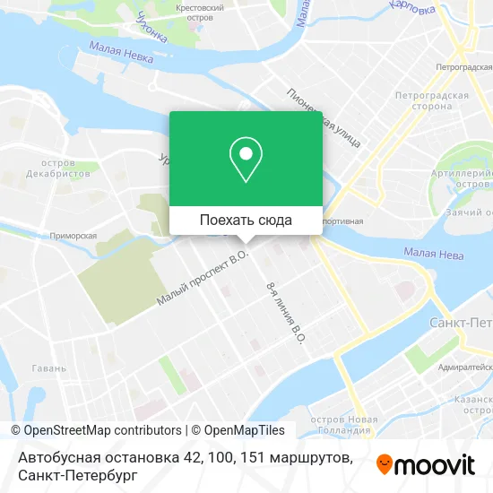 Карта Автобусная остановка 42, 100, 151 маршрутов