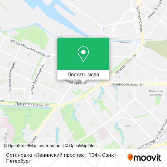 Карта Остановка «Ленинский проспект, 104»