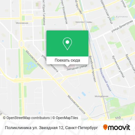 Карта Поликлиника ул. Звездная 12