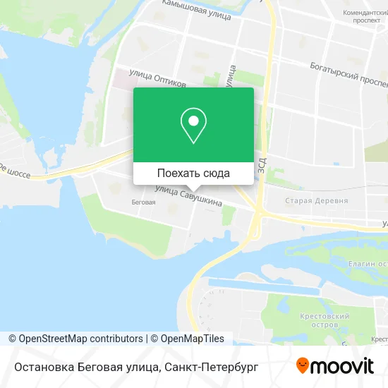 Карта Остановка Беговая улица