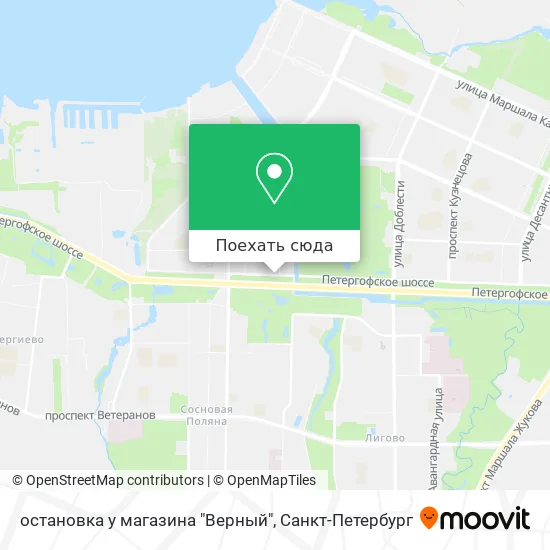 Карта остановка у магазина "Верный"