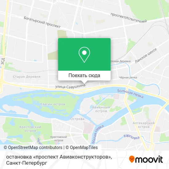 Карта остановка «проспект Авиаконструкторов»