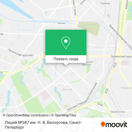 Карта Лицей №387 им. Н. В. Белоусова