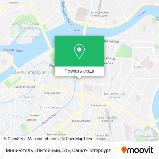Карта Мини-отель «Литейный, 51»