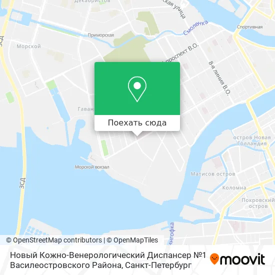 Карта Новый Кожно-Венерологический Диспансер №1 Василеостровского Района