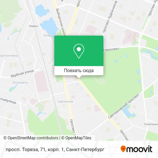 Карта просп. Тореза, 71, корп. 1