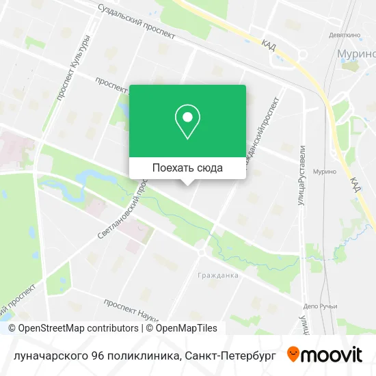 Карта луначарского 96 поликлиника