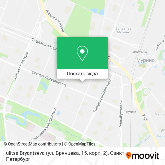 Карта ulitsa Bryantseva (ул. Брянцева, 15, корп. 2)