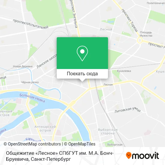 Карта Общежитие «Лесное» СПбГУТ им. М.А. Бонч-Бруевича