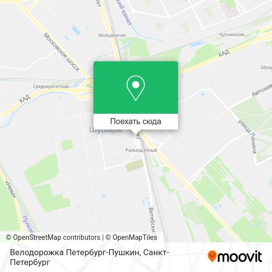 Карта Велодорожка Петербург-Пушкин