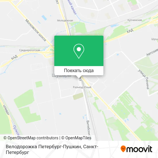Карта Велодорожка Петербург-Пушкин