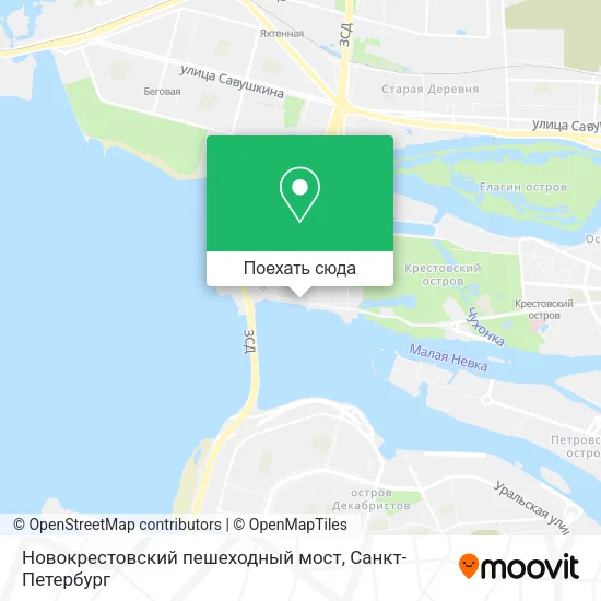 Карта Новокрестовский пешеходный мост