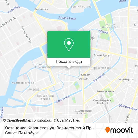 Карта Остановка Казанская ул.-Вознесенский Пр.