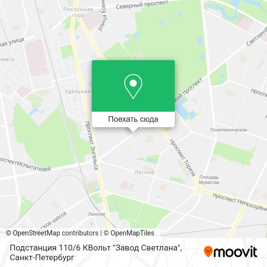Карта Подстанция 110 / 6 КВольт "Завод Светлана"