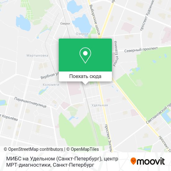 Карта МИБС на Удельном (Санкт-Петербург), центр МРТ-диагностики