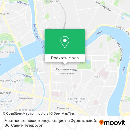 Карта Частная женская консультация на Фурштатской, 36