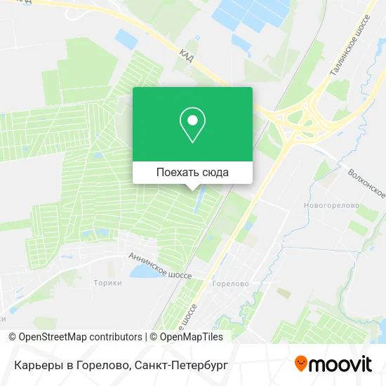 Карта Карьеры в Горелово