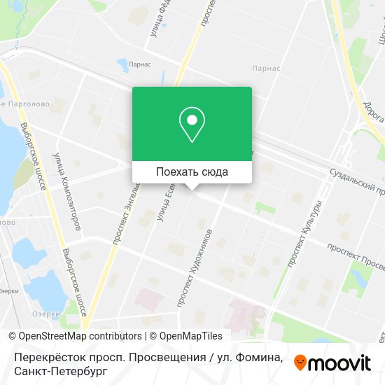 Карта Перекрёсток просп. Просвещения / ул. Фомина