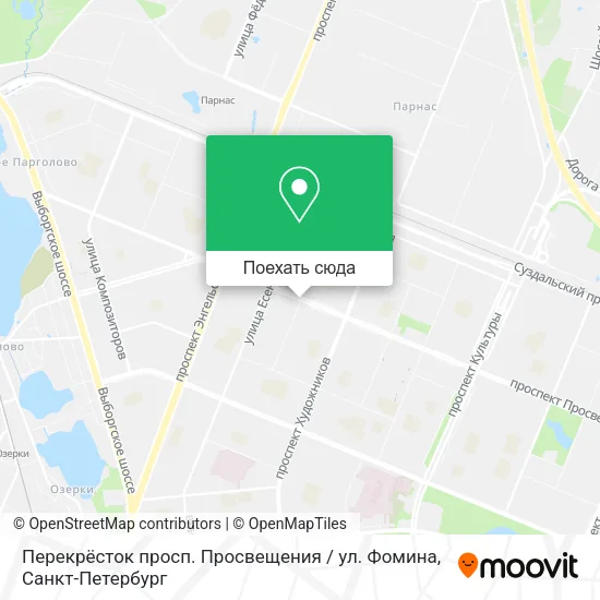 Карта Перекрёсток просп. Просвещения / ул. Фомина
