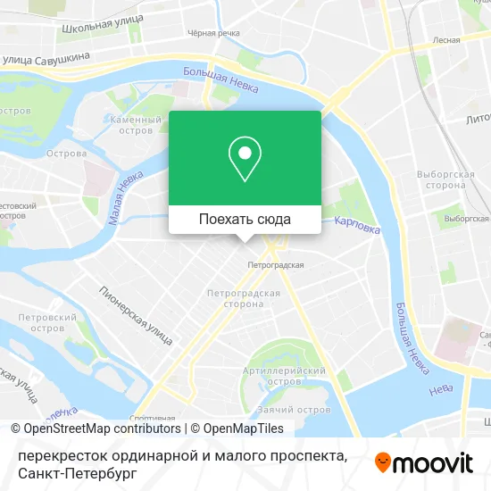 Карта перекресток ординарной и малого проспекта