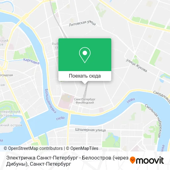 Карта Электричка Санкт-Петербург - Белоостров (через Дибуны)