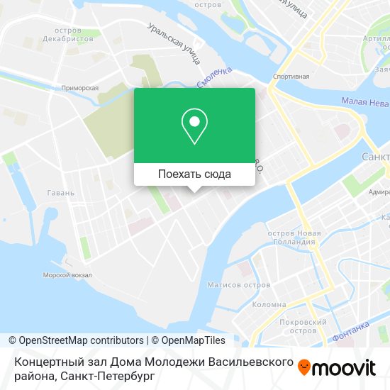Карта Концертный зал Дома Молодежи Васильевского района