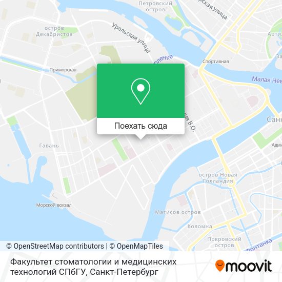 Карта Факультет стоматологии и медицинских технологий СПбГУ