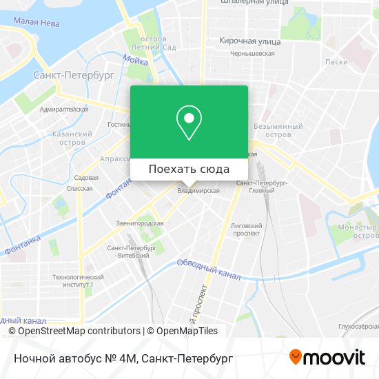 Карта Ночной автобус № 4М