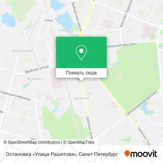 Карта Остановка «Улица Рашетова»