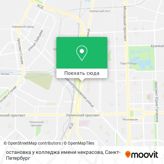 Карта остановка у колледжа имени некрасова