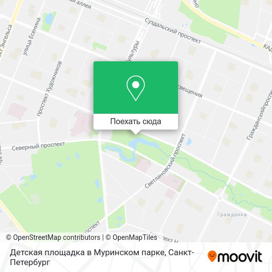Карта Детская площадка в Муринском парке