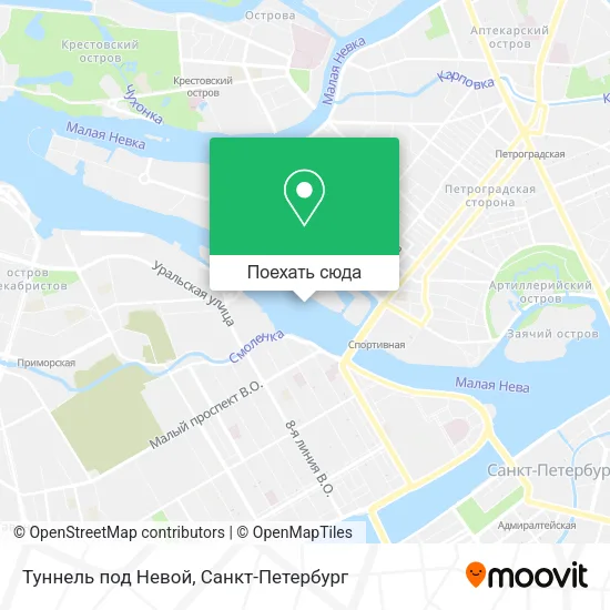 Карта Туннель под Невой