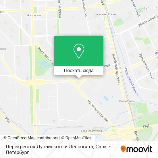 Карта Перекрёсток Дунайского и Ленсовета