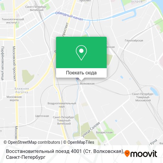 Карта Восстановительный поезд 4001 (Ст. Волковская)