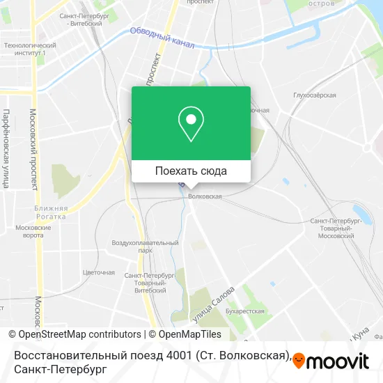 Карта Восстановительный поезд 4001 (Ст. Волковская)