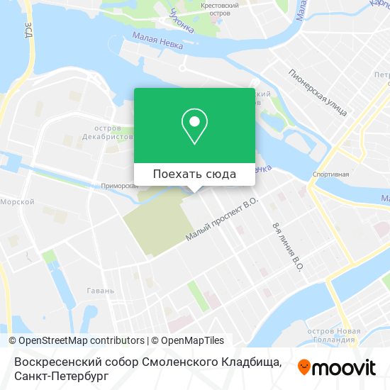 Карта Воскресенский собор Смоленского Кладбища