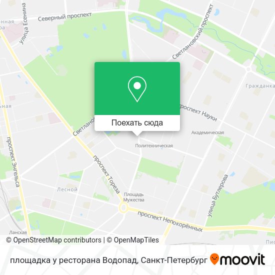 Карта площадка у ресторана Водопад
