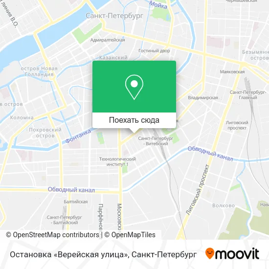 Карта Остановка «Верейская улица»