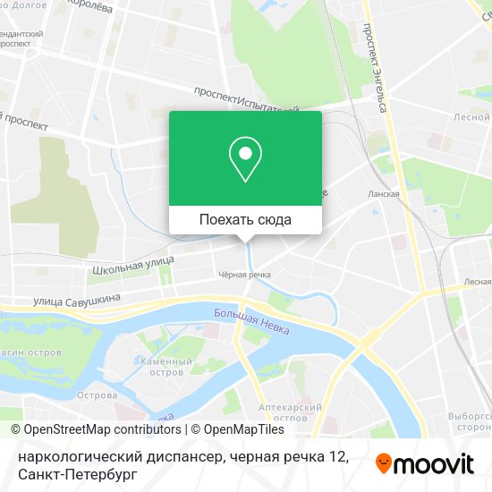 Карта наркологический диспансер, черная речка 12