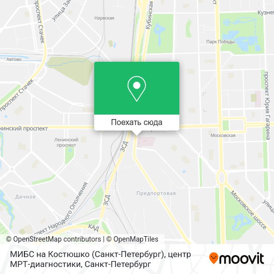 Карта МИБС на Костюшко (Санкт-Петербург), центр МРТ-диагностики
