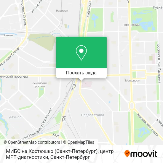 Карта МИБС на Костюшко (Санкт-Петербург), центр МРТ-диагностики